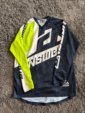 Answer Racing Long Sleeve Jersey in Navy, White & Neon Yellow